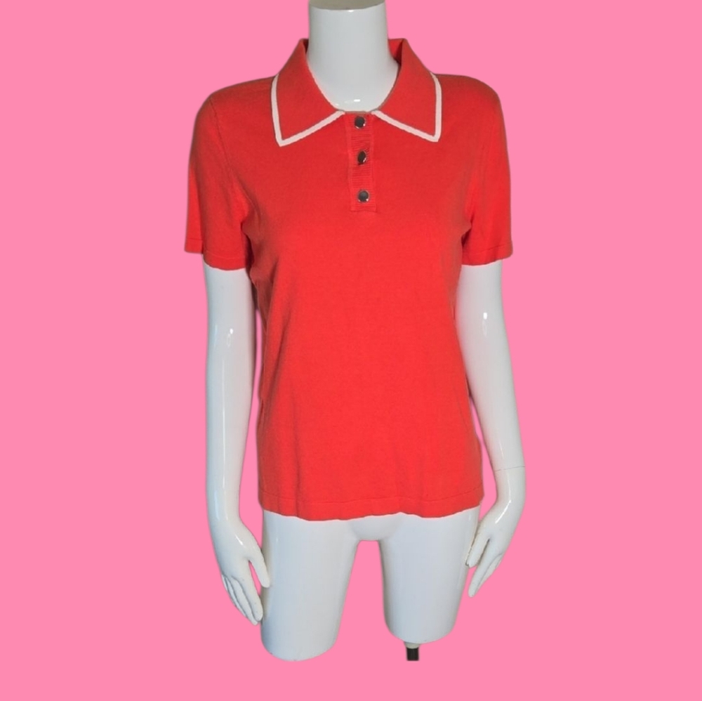 Jones New York Red Short Sleeve Polo